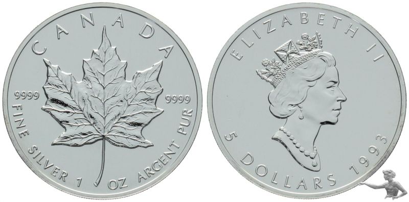 Kanada Maple Leaf 1993 - 1 Unze Feinsilber